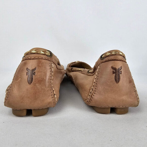 Frye Brown Leather Reagan Braided Lace Up Loafers Size 11 - Picture 5 of 8